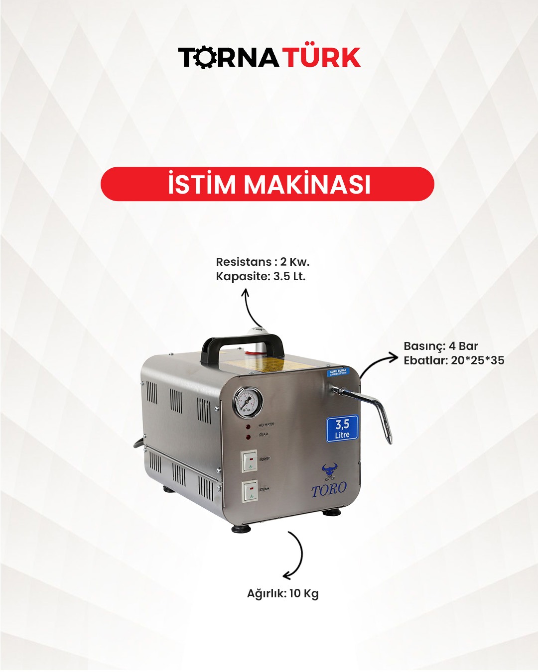 istim makinası 3.5 litre toro marka