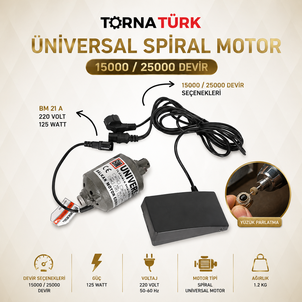 üniversal spiral motor 15000 - 25000 devir / Universal spiral motor 15000 - 25000 rpm