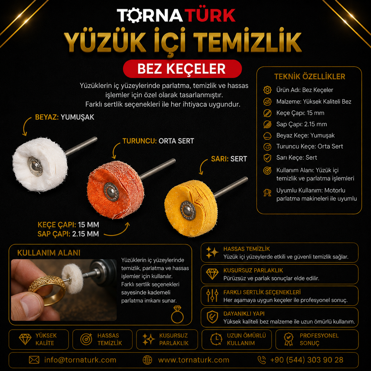 yüzük içi temizlik bez keçeler